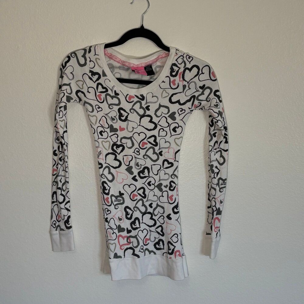 So Cal No Fear Heart On Thermal Y2K Vintage Long Sleeve Womens Skater Small